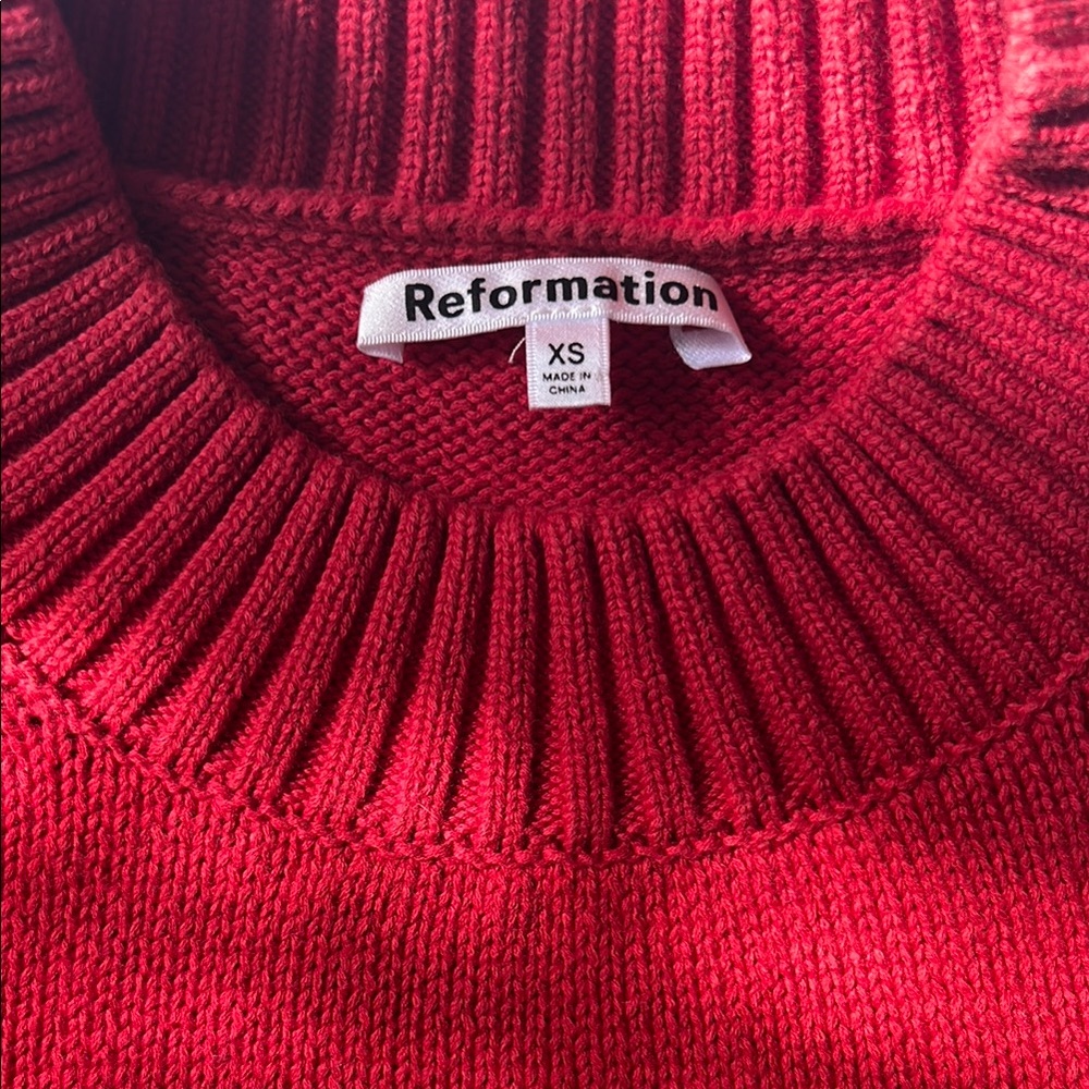 Reformation Red Crewneck Organic cotton Sweater - Picture 2 of 4